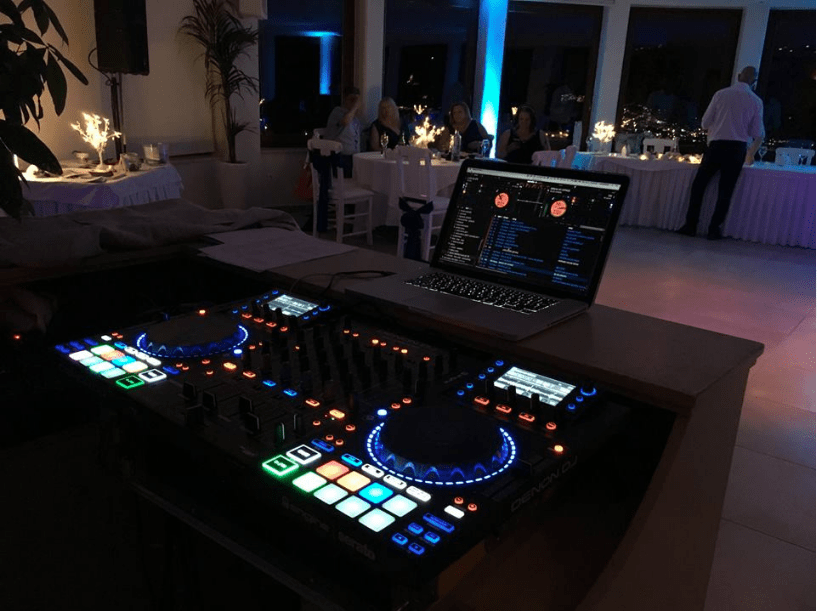 Wedding Dj in Santorini - Pyrgos Restaurant , Destination Wedding in Santorini | Hire a Wedding Dj | wedding Fireworks