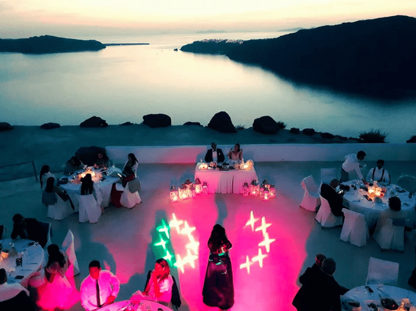 , Destination Wedding in Santorini | Hire a Wedding Dj | wedding Fireworks￼