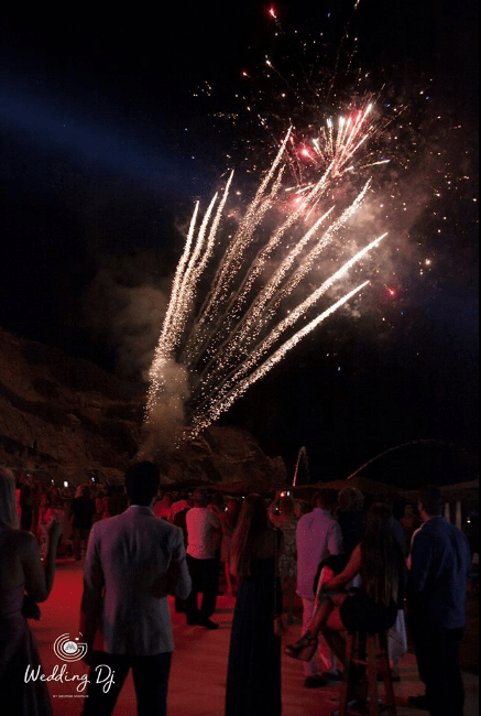 , Destination Wedding in Santorini | Hire a Wedding Dj | wedding Fireworks￼