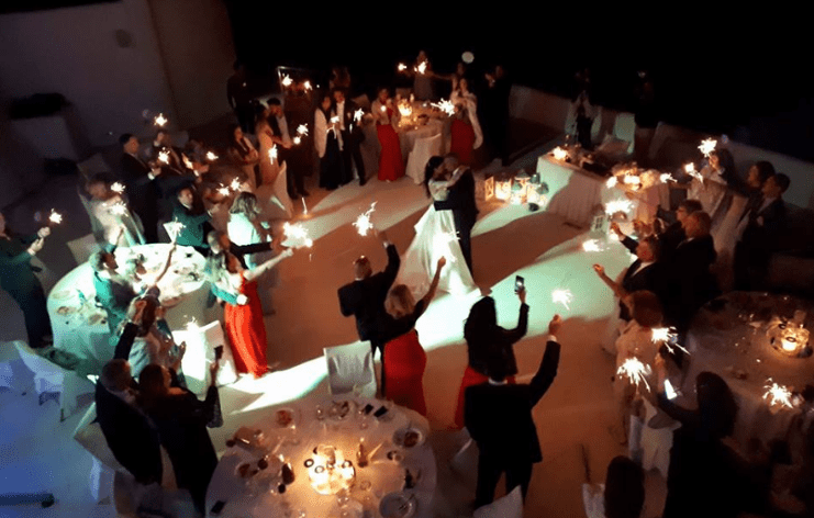 FOUNTAIN ( GROUND ) FIREWORKS at PYRGOS RESTAURANT SANTORINI – WEDDING AT PYRGOS RESTAURANT