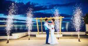 Destination Wedding in Santorini | Hire a Wedding Dj | wedding Fireworks￼