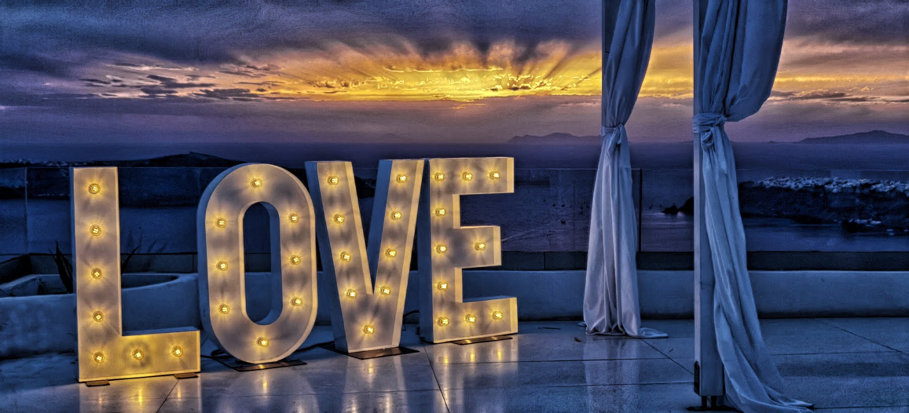 Marquee Illuminated Letters in santorini - Wedding Love letters