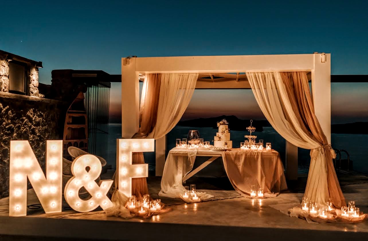 Marquee illuminated Letters in Santorini - Letters for wedding in Santorini Greece